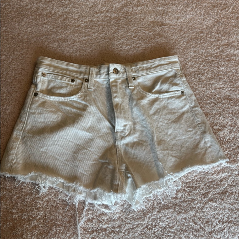 Madewell White Frayed Hem Jean Shorts